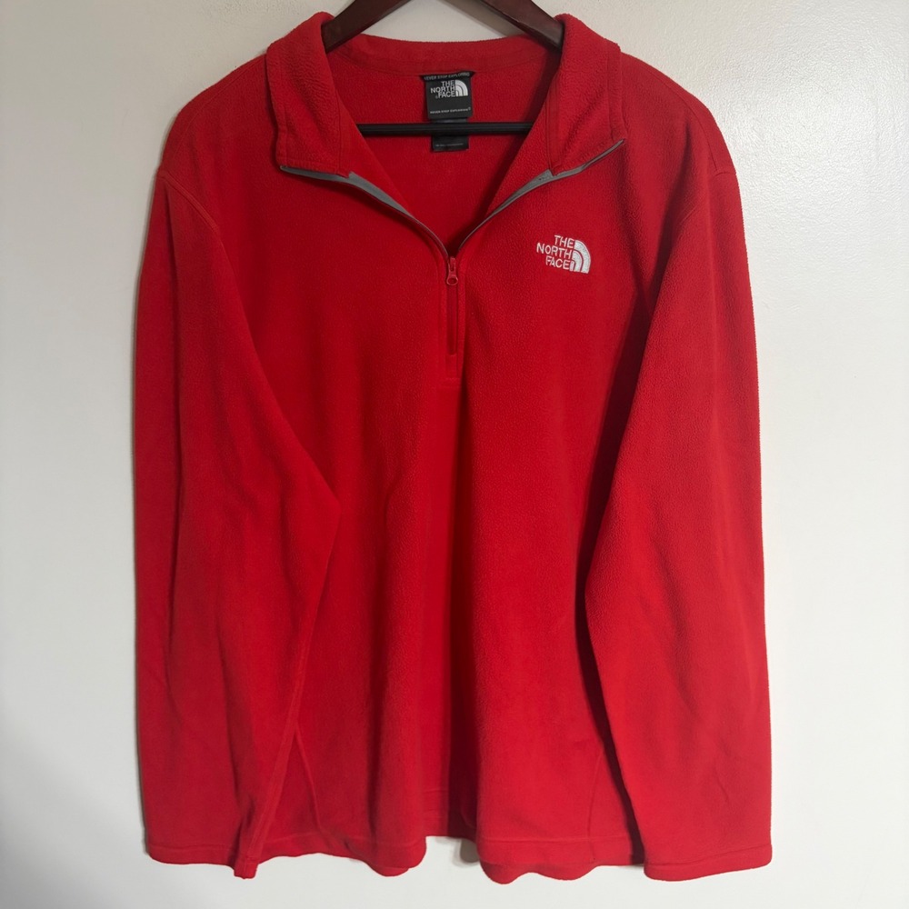 The North Face TKA 100 Mens XL Red Quarter Zip Fleece Pullover Sweater